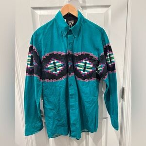 Men's Teal Vintage Roper Western Button Up Shirt